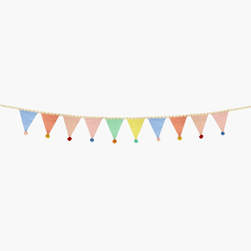 Meri Meri Pastel Pom Pom Flag Garland, Shopsweetluluss