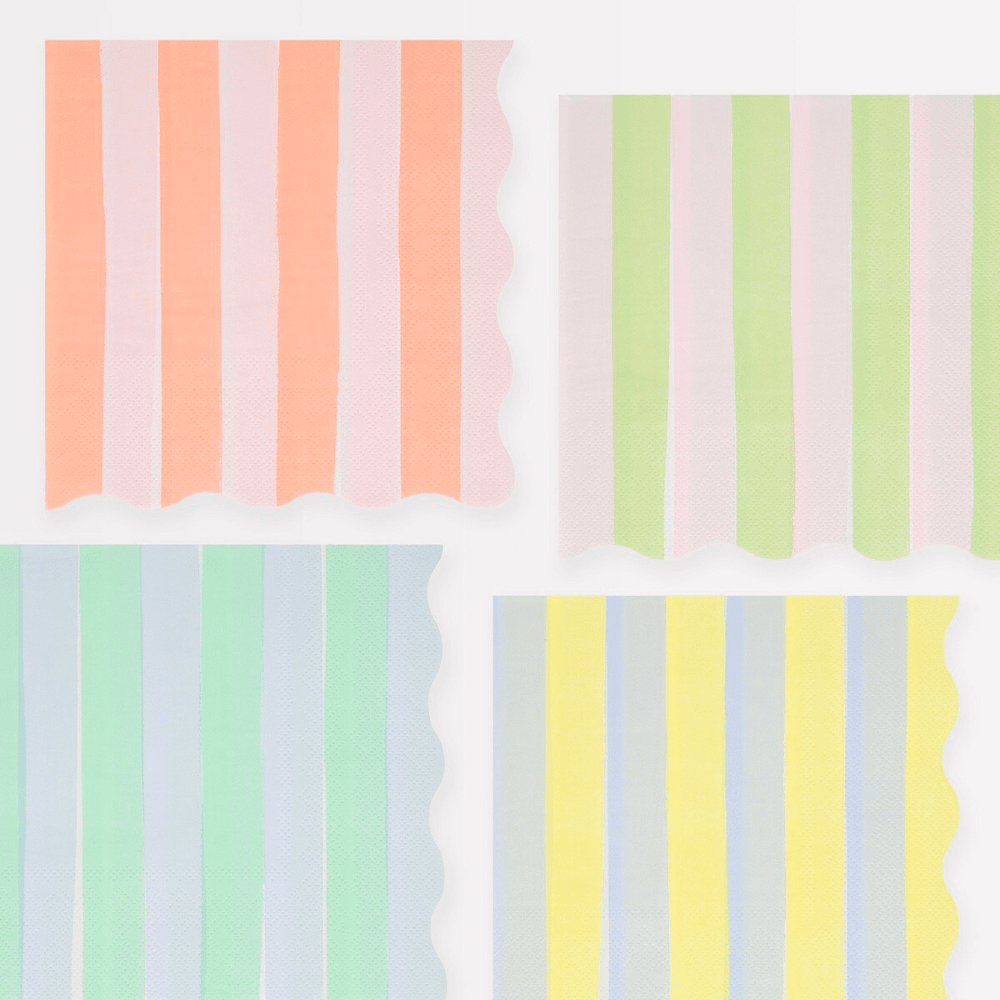 Meri Meri Pastel Stripe Large Napkins, Shopsweetluluss