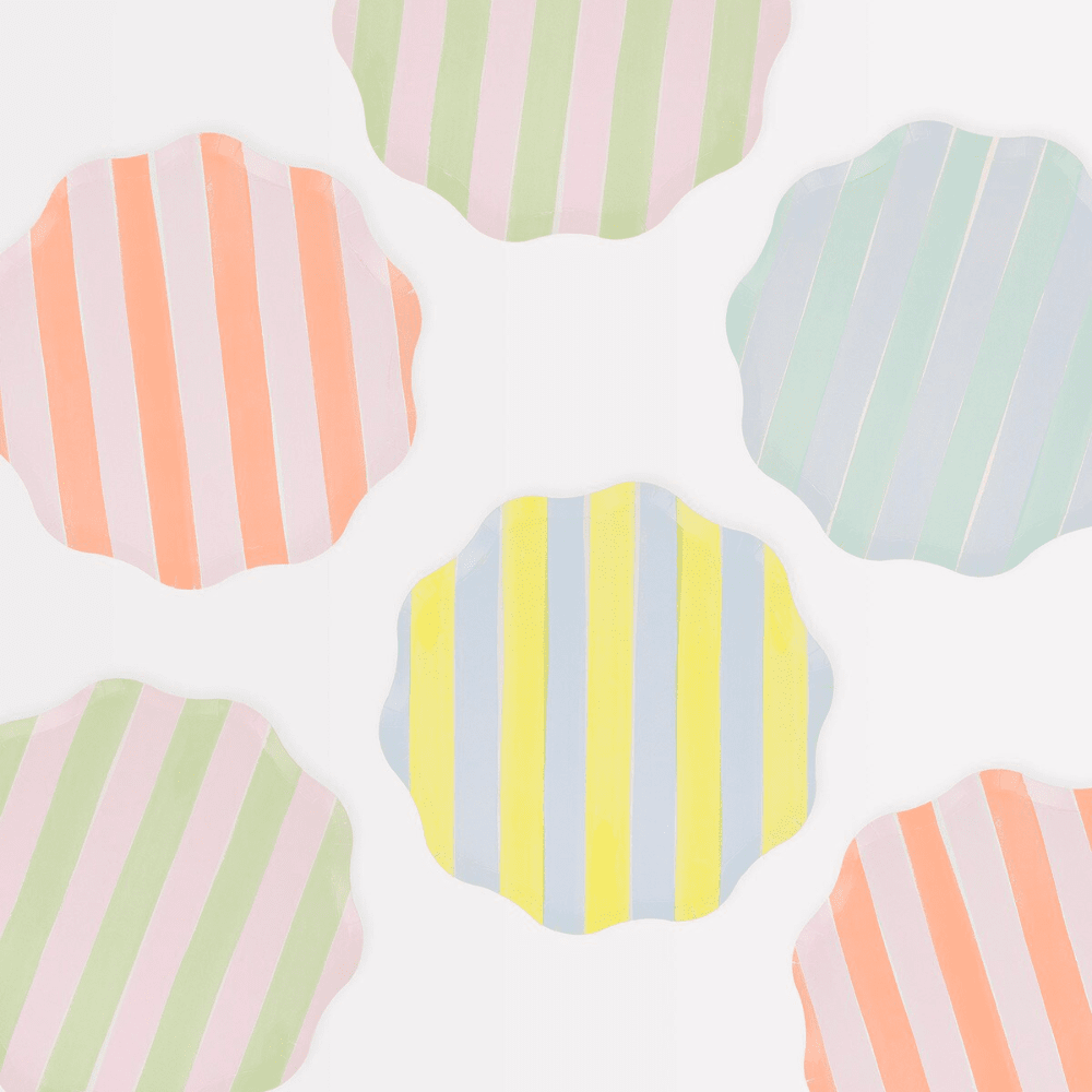 Meri Meri Pastel Stripe Side Plates, Shopsweetluluss