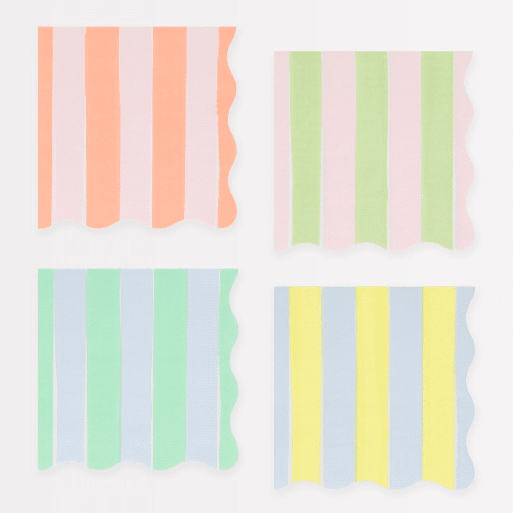 Meri Meri Pastel Stripe Small Napkins, Shopsweetluluss