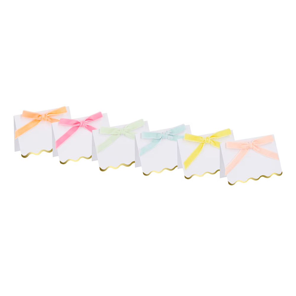 Meri Meri Pastel Velvet Bow Place Cards, Shopsweetluluss
