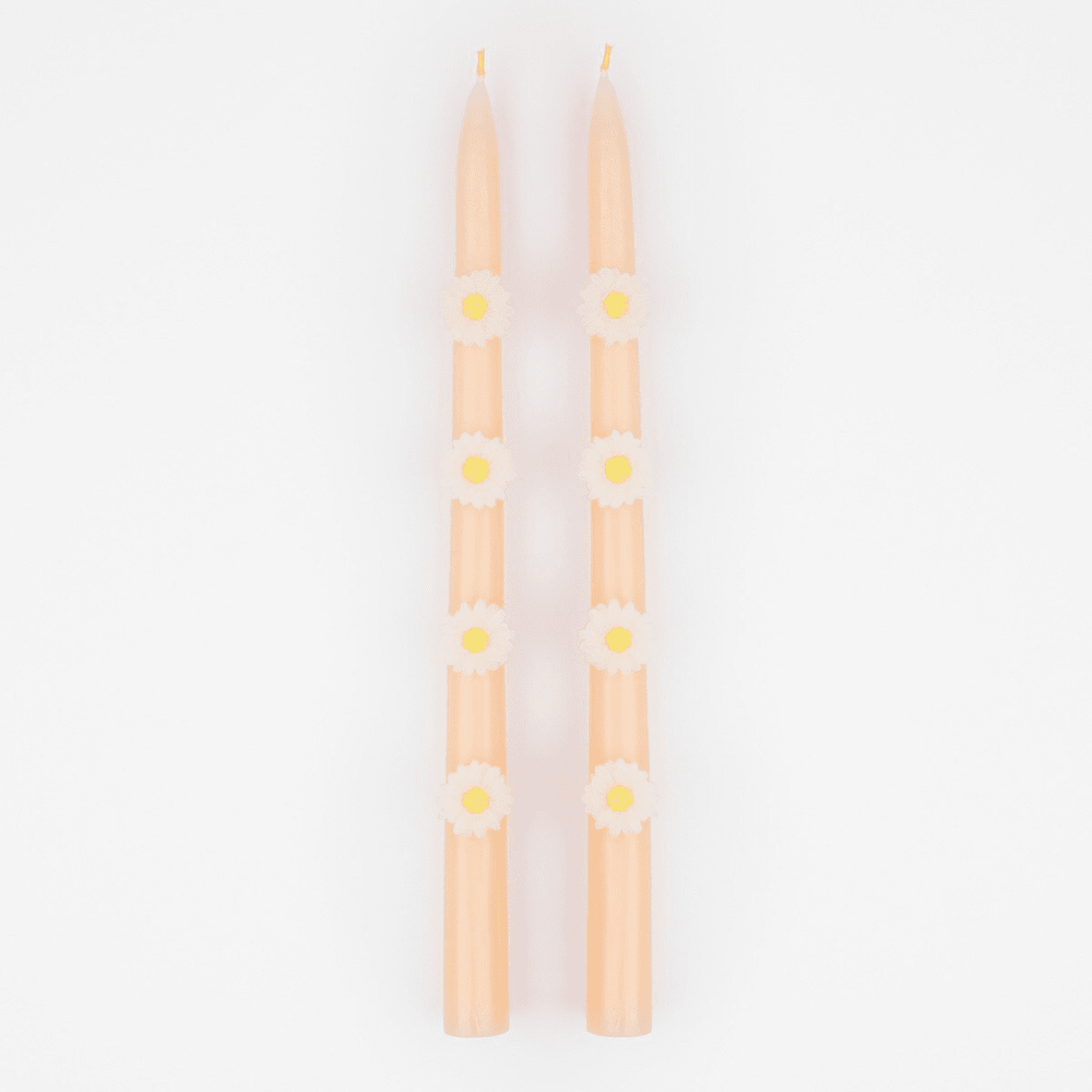 Meri Meri Pink Daisy Taper Candles, Shopsweetluluss