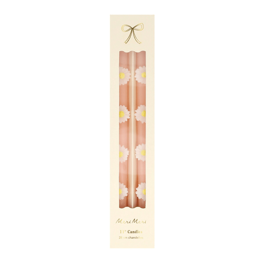 Meri Meri Pink Daisy Taper Candles, Shopsweetluluss