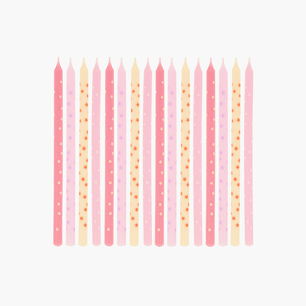 Meri Meri Pink Stars Candles, Shopsweetluluss