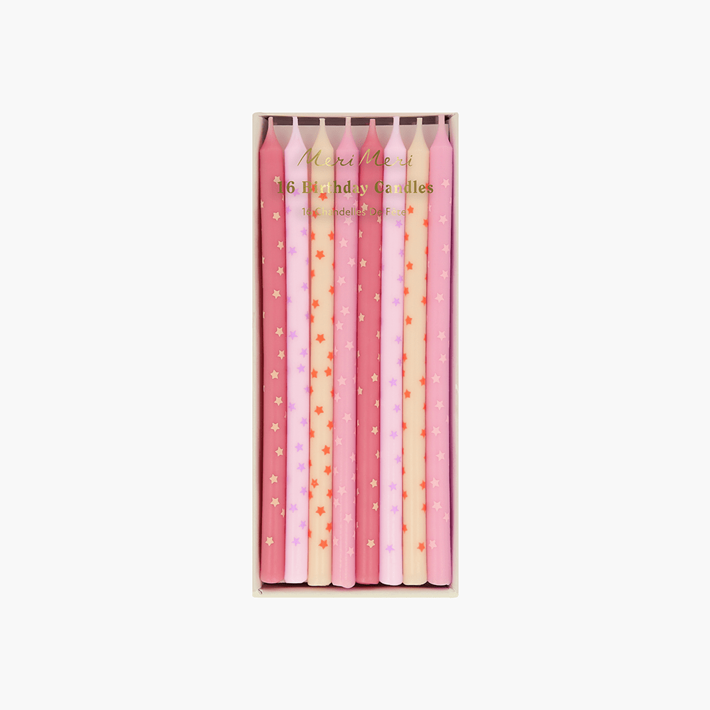 Meri Meri Pink Stars Candles, Shopsweetluluss