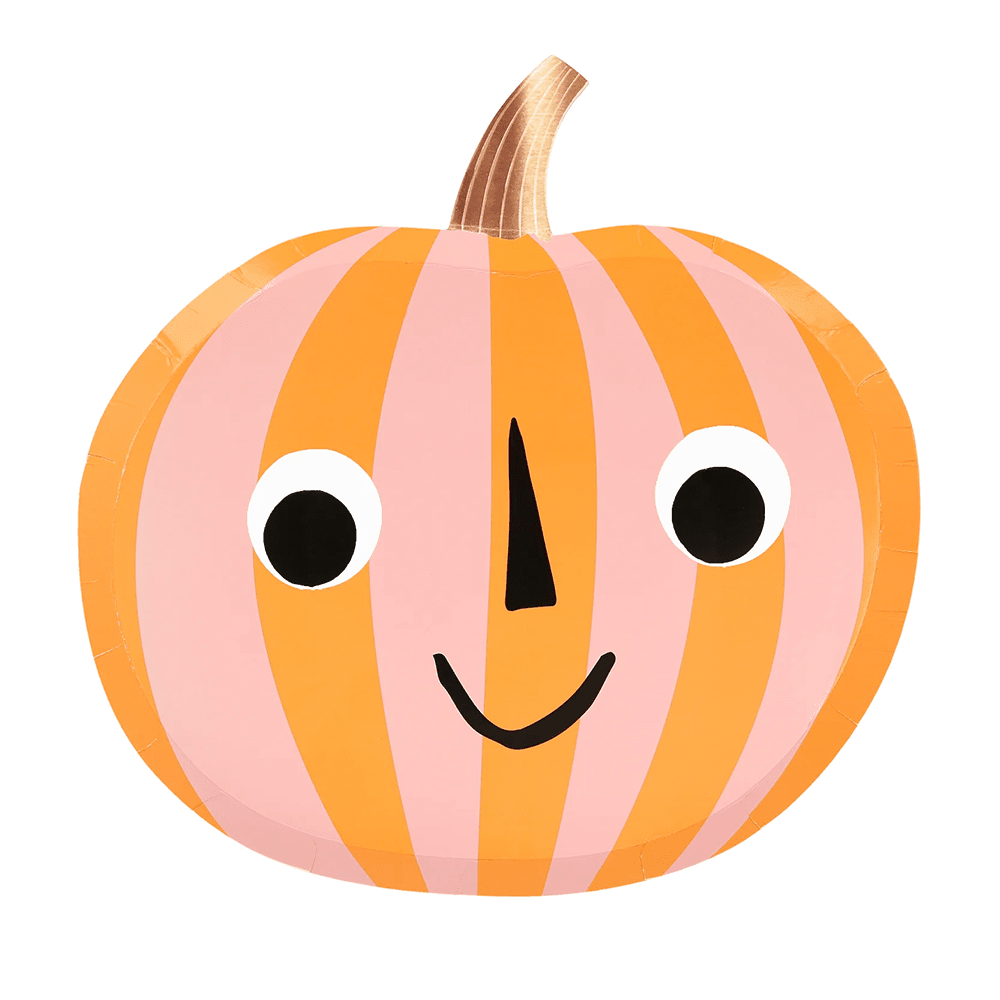 Meri Meri Pink & Orange Stripy Pumpkin Plates, Shopsweetluluss