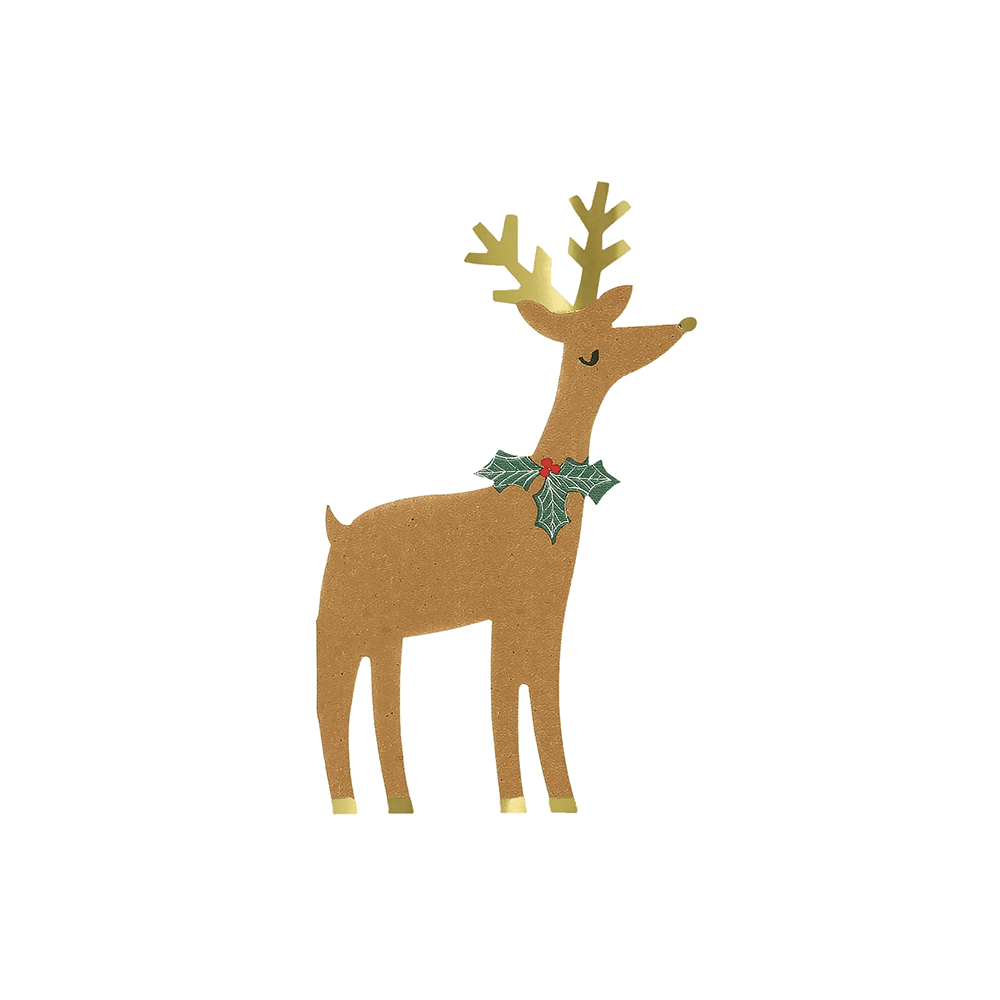 Meri Meri Reindeer With Holly Napkins, Shopsweetluluss