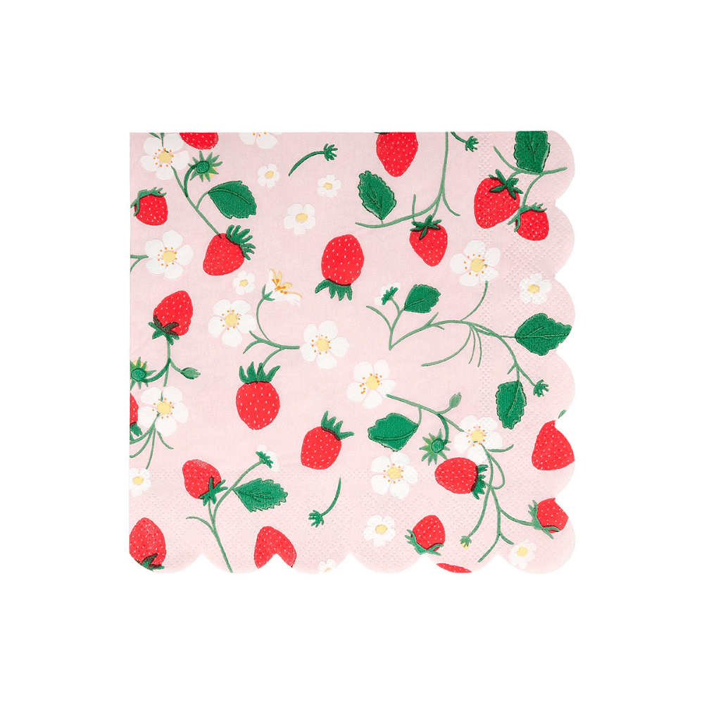 Meri Meri Strawberry Pattern Large Napkins, Shopsweetluluss