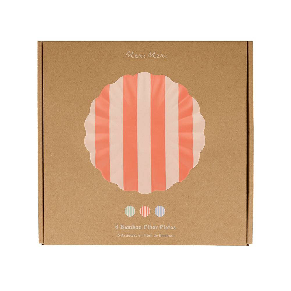 Meri Meri Stripy Reusable Bamboo Small Plates, Shopsweetluluss