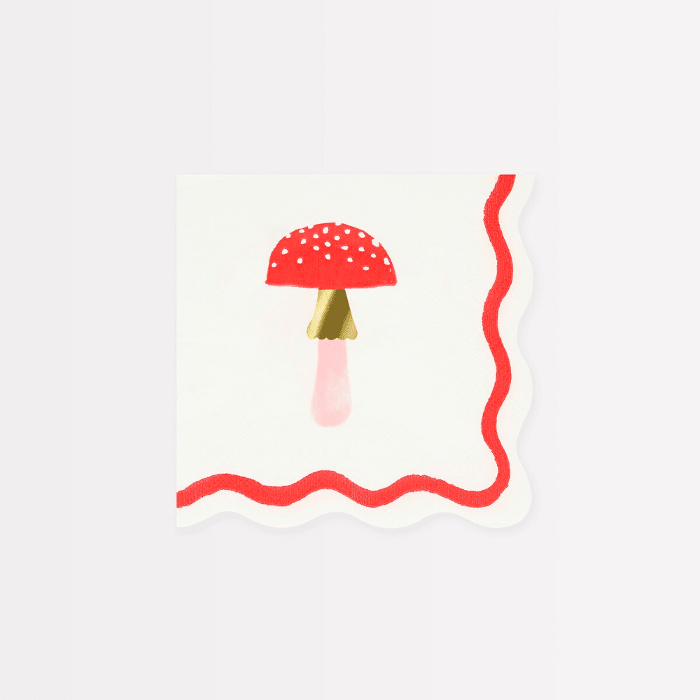 Meri Meri Merry Mushrooms Small Napkins, Shopsweetluluss