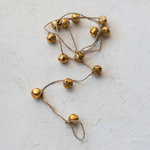 Handmade Metal Bell Garland on Jute Rope, Gold Finish, Shopsweetluluss
