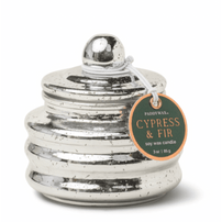 Mini Glass Candle, Cypress + Fir - Silver Mercury, Shopsweetluluss