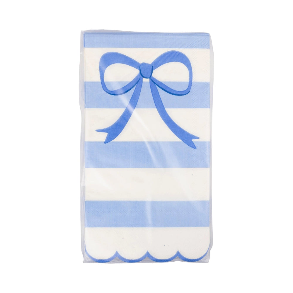 My Mind's Eye Blue Stripe Bow Scallop Guest Napkins, Shopsweetluluss