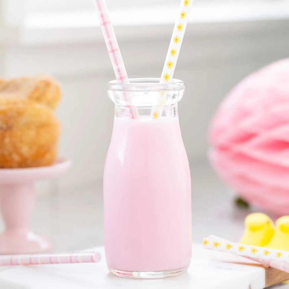 My Mind's Eye Pink Plaid Flowers Reusable Straws, Shopsweetluluss
