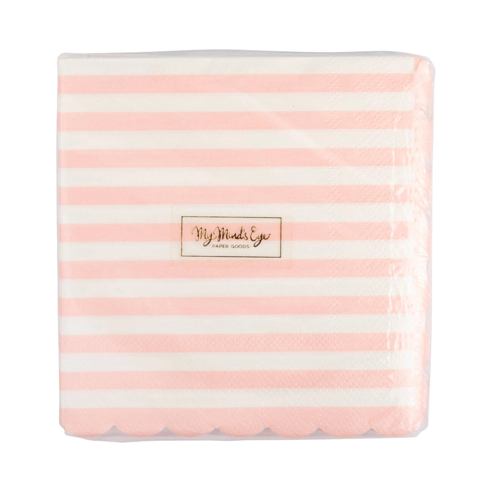 My Mind's Eye Pink Striped Scalloped Cocktail Napkins, Shopsweetluluss