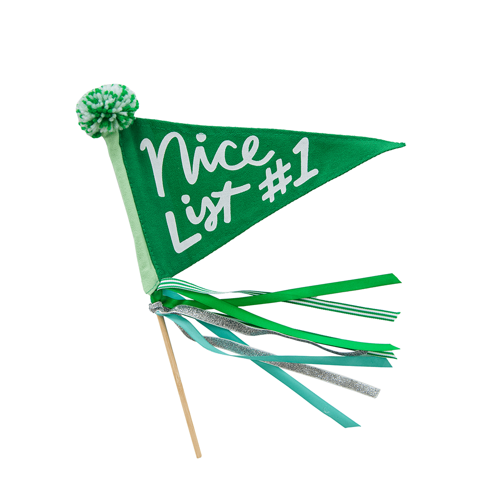 Nice List #1 Mini Pennant Flag, Green, Shopsweetluluss