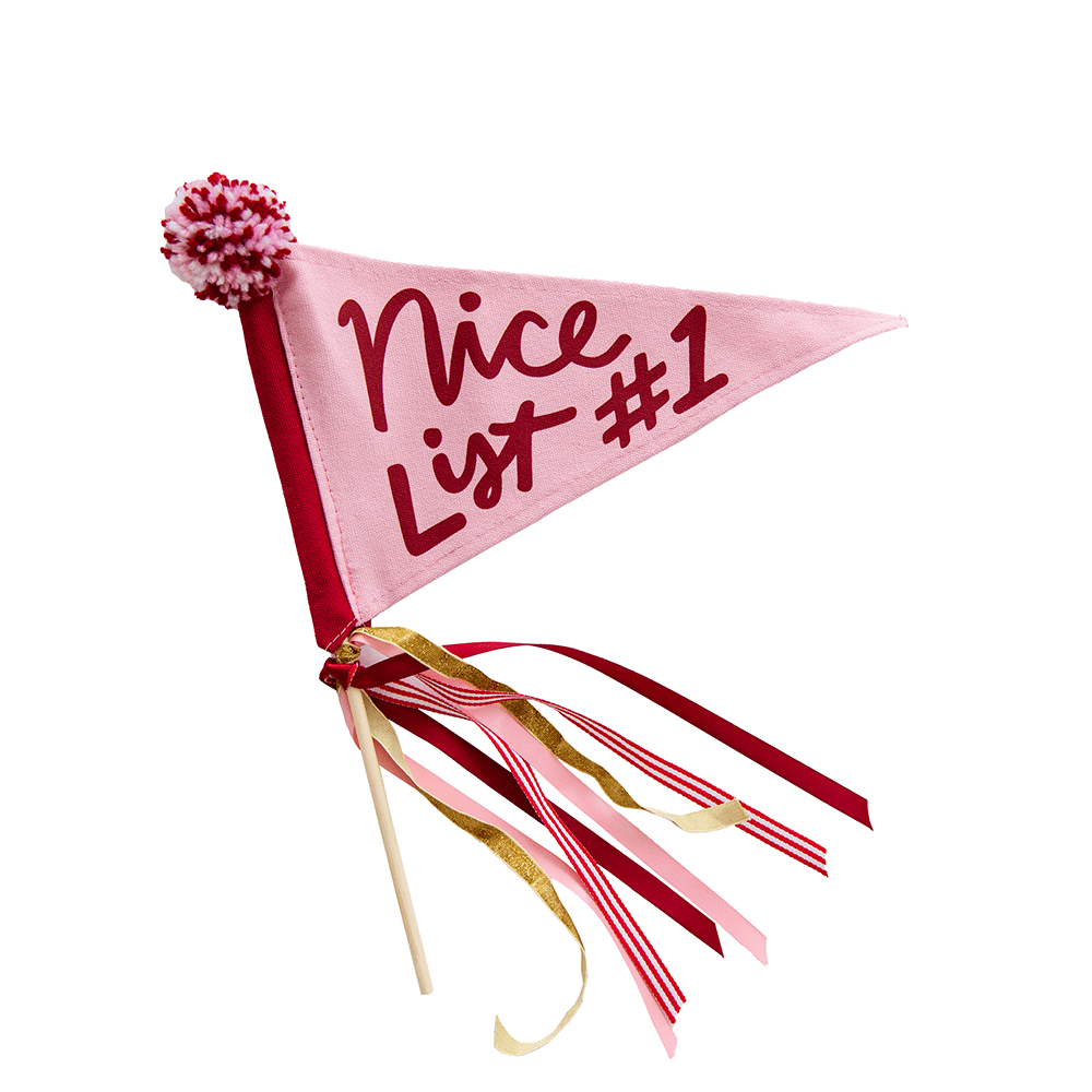 Nice List #1 Mini Pennant Flag, Pink, Shopsweetluluss