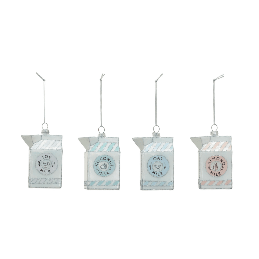 Non-Dairy Milk Carton Glass Ornament, 4 Style Options, Shopsweetluluss
