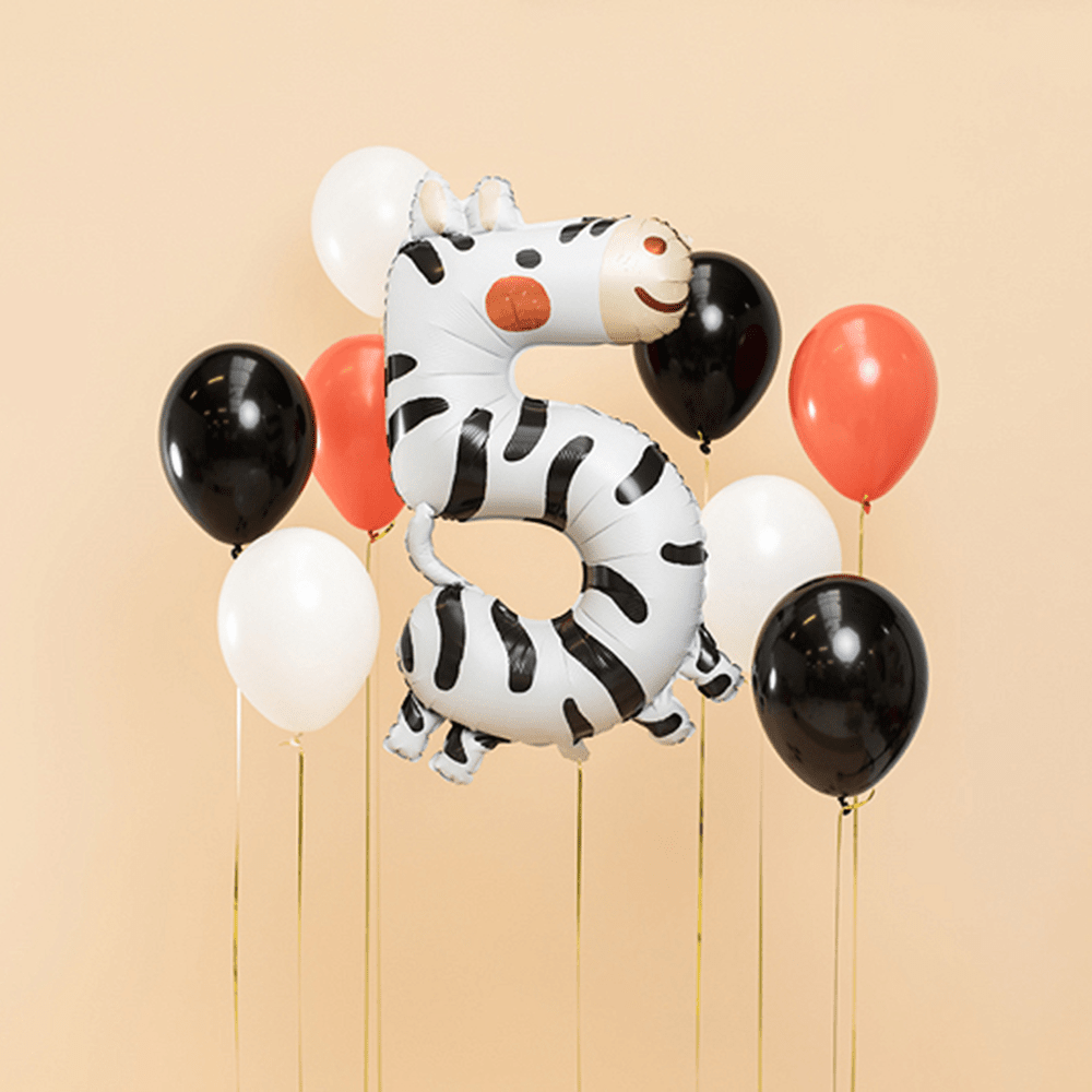Number 5 Balloon - Zebra