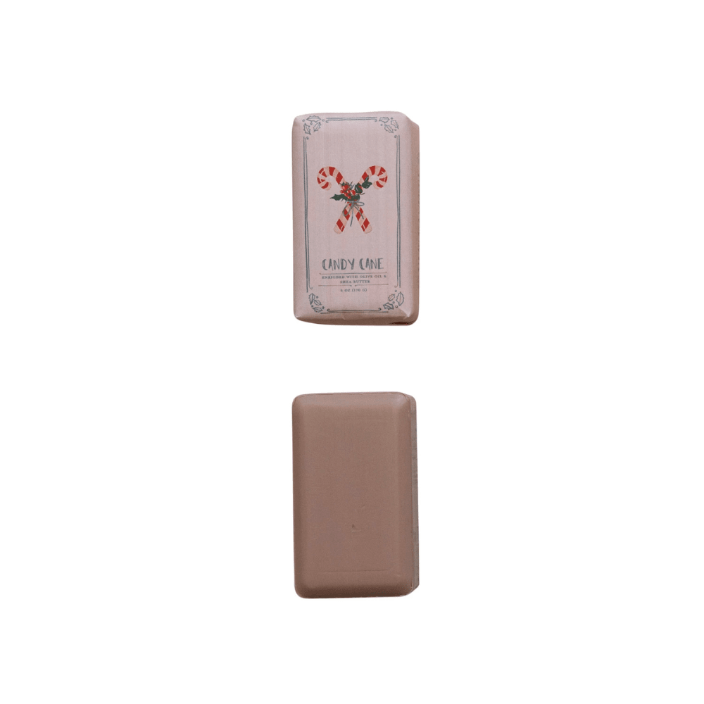Olive Oil & Shea Butter Milled Bar Soap - Candy Cane, Shopsweetluluss