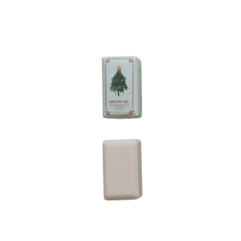 Olive Oil & Shea Butter Milled Bar Soap - Christmas Tree, Shopsweetluluss