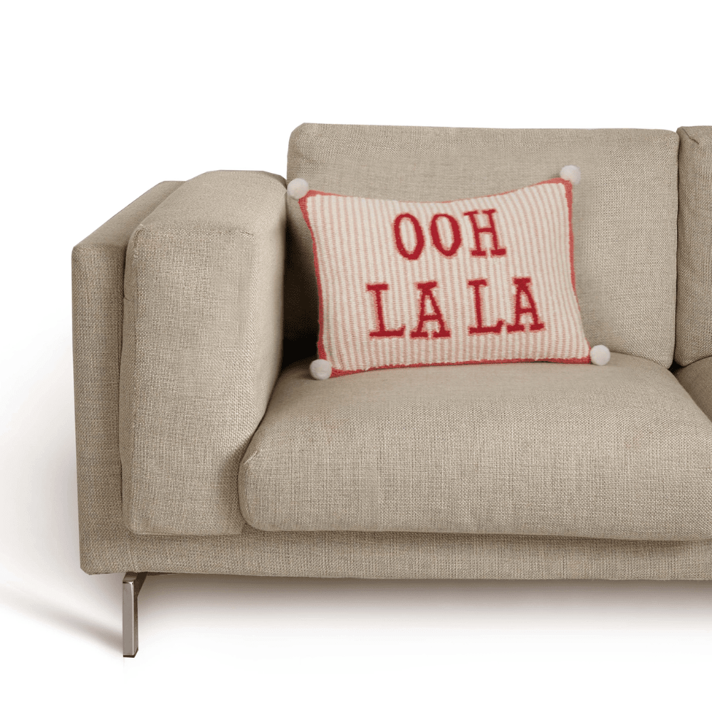 "Ooh La La" Striped Pom Pom Hook Pillow, Shopsweetluluss