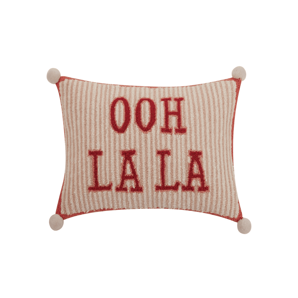 "Ooh La La" Striped Pom Pom Hook Pillow, Shopsweetluluss