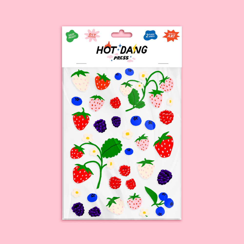 Oops All Berries Iron-on Sheets, Pack of 2, Shopsweetluluss