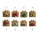 Glass Ornament & Metal Bell Gift Topper w/ 40" Ribbon Wrap, 8 Styles, Shopsweetluluss
