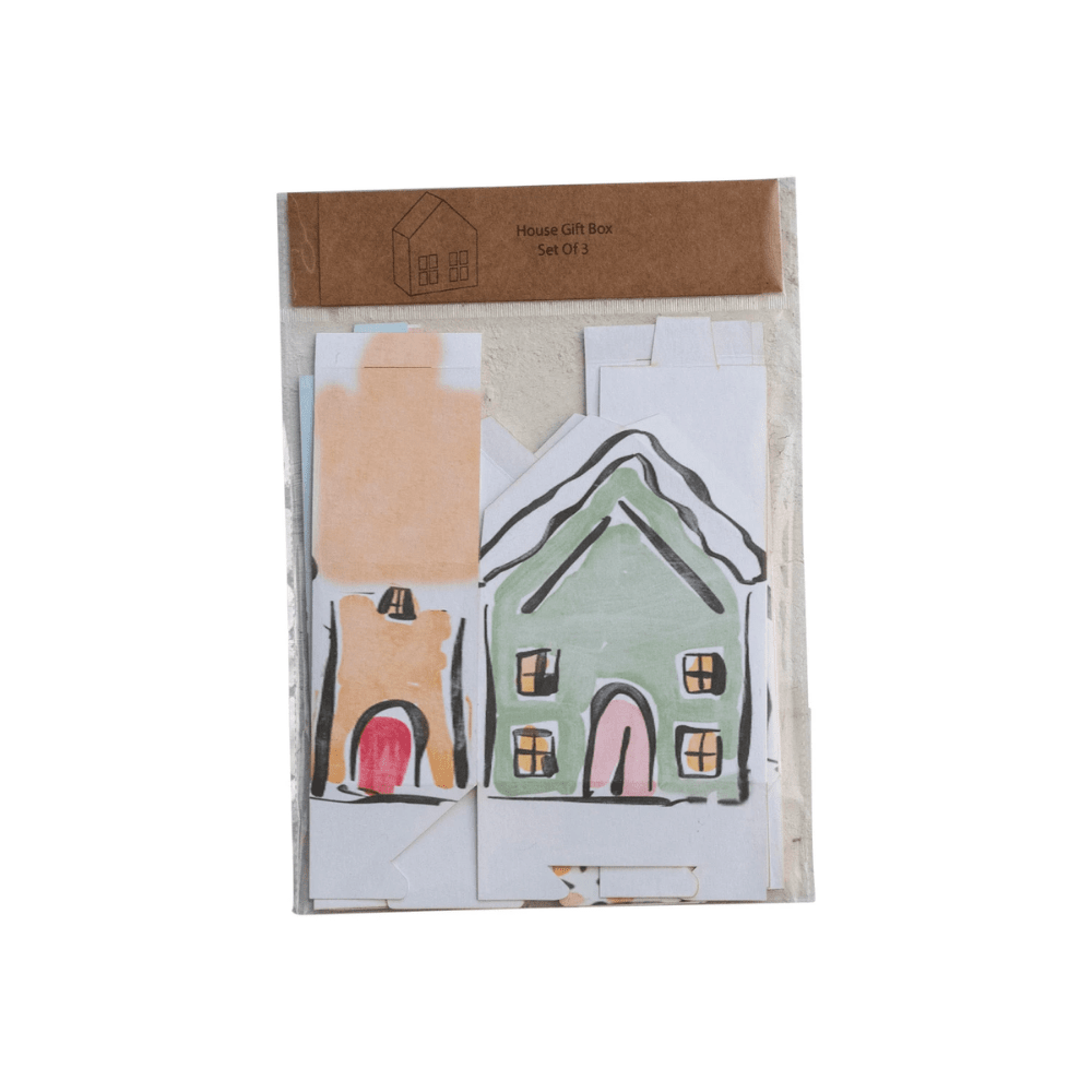 Recycled Paper House Shaped Gift Boxes, Set of 3, Shopsweetluluss