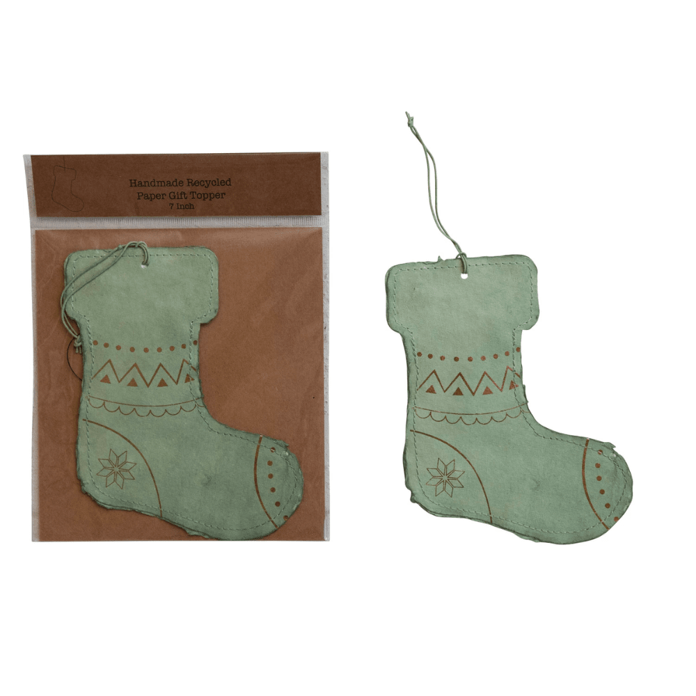 Handmade Paper Stocking Ornament/Gift Tag, Shopsweetluluss
