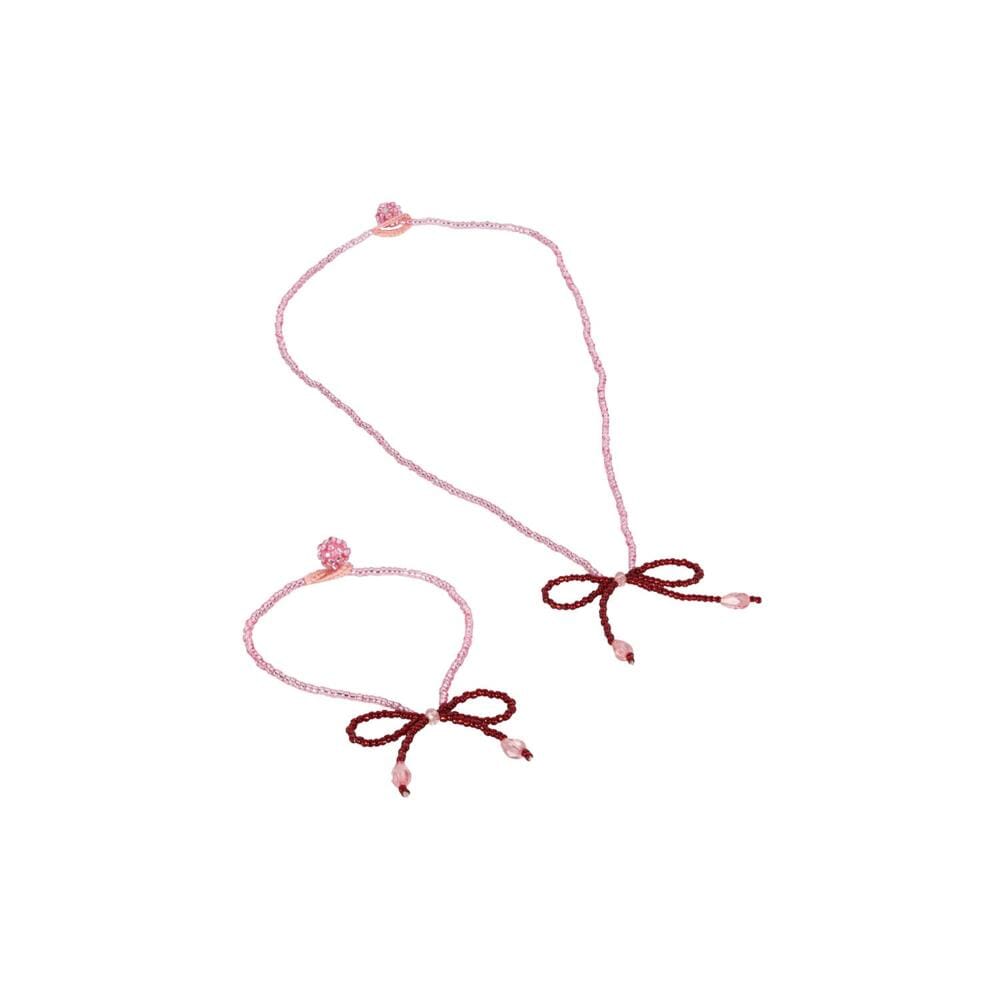 Pearly Necklace & Bracelet Set - Bow, Shopsweetluluss