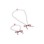 Pearly Necklace & Bracelet Set - Bow, Shopsweetluluss