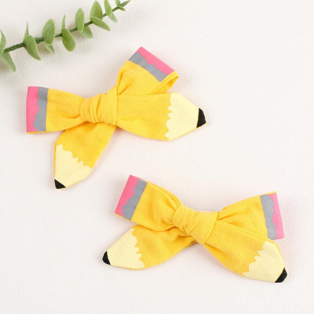 Pencil Bow Hair Clip Set, Shopsweetluluss