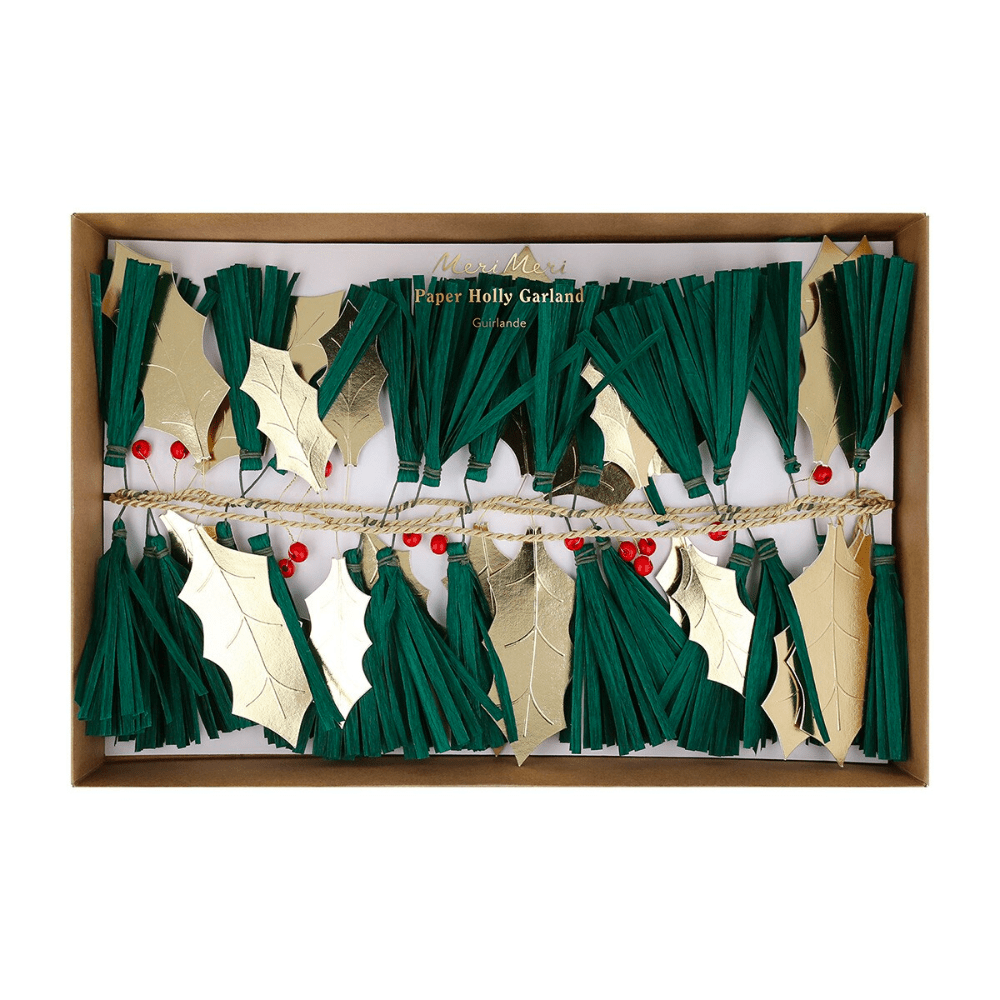 Meri Meri Pine Needles & Golden Holly Garland, Shopsweetluluss