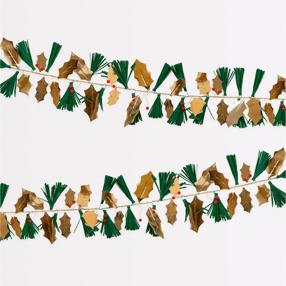 Meri Meri Pine Needles & Golden Holly Garland, Shopsweetluluss