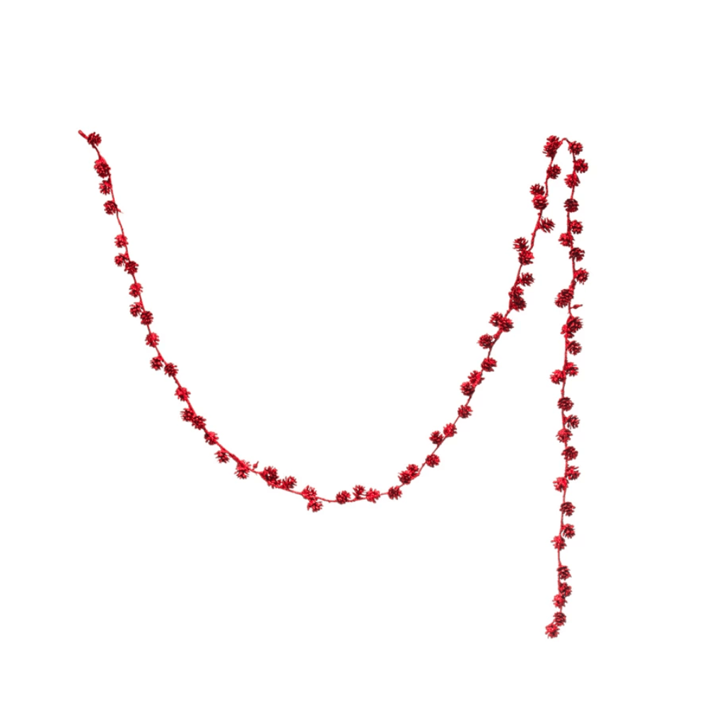 Pinecone Garland, Red Glitter - Shopsweetluluss