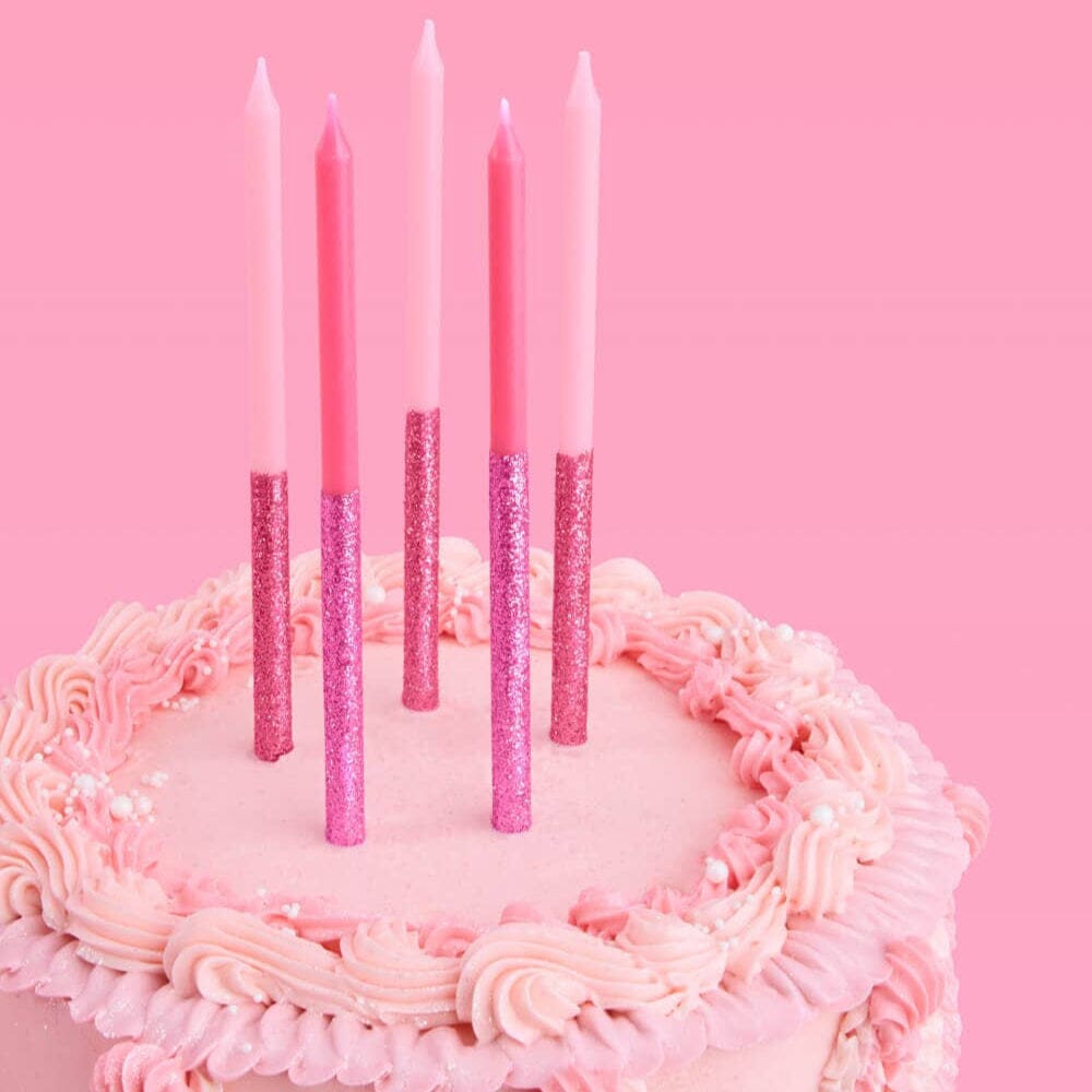 Pink Glitter Candles - 10pk, Shopsweetluluss