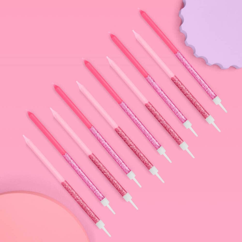 Pink Glitter Candles - 10pk, Shopsweetluluss