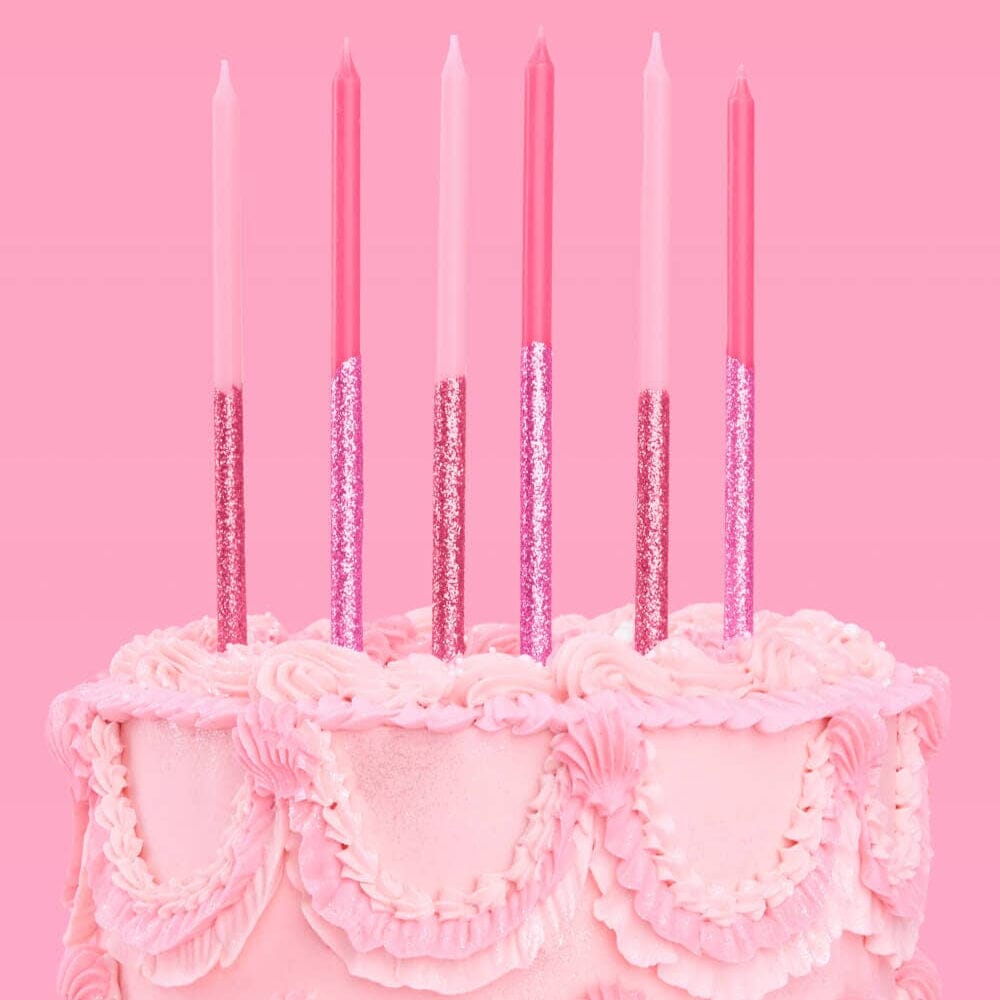 Pink Glitter Candles - 10pk, Shopsweetluluss