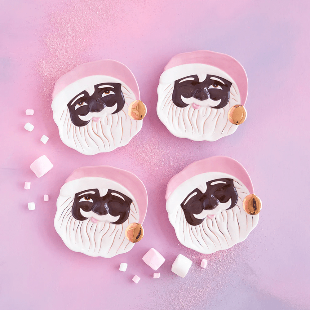 Pink Papa Noel Cookie Plate, Black - 4 Style Options, Shopsweetluluss