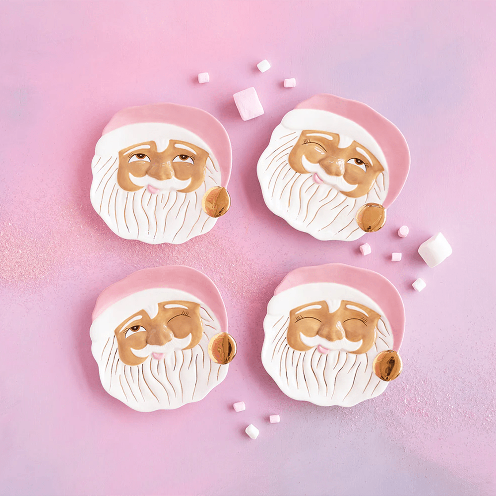 Pink Papa Noel Cookie Plate, Brown - 4 Style Options, Shopsweetluluss