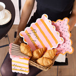 White & Black Striped Cocktail Napkin w/ Pink Scalloped Edges, Shopsweetluluss