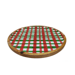 12" Plaid Round Tray, Wood, Shopsweetluluss