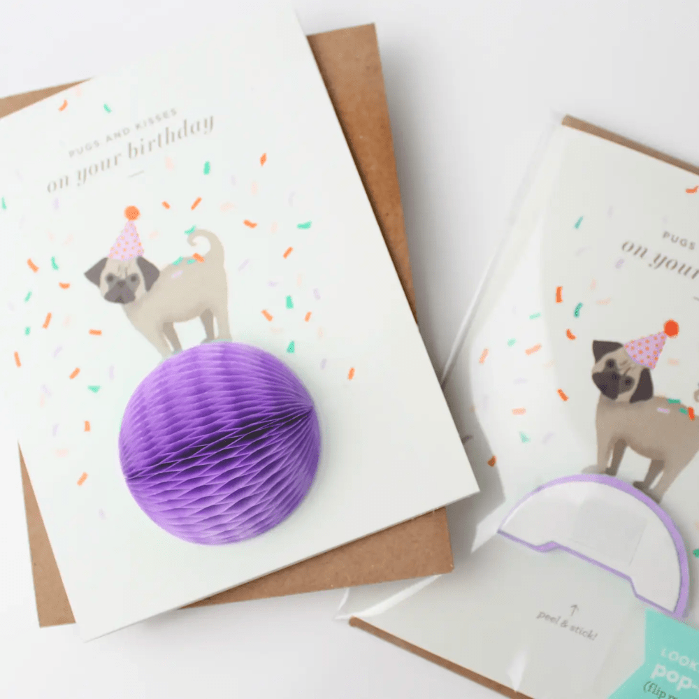 "Pugs and Kisses" Birthday Card - Shopsweetluluss