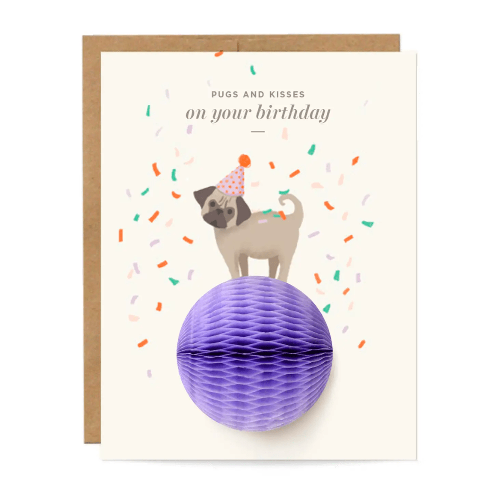 "Pugs and Kisses" Birthday Card - Shopsweetluluss