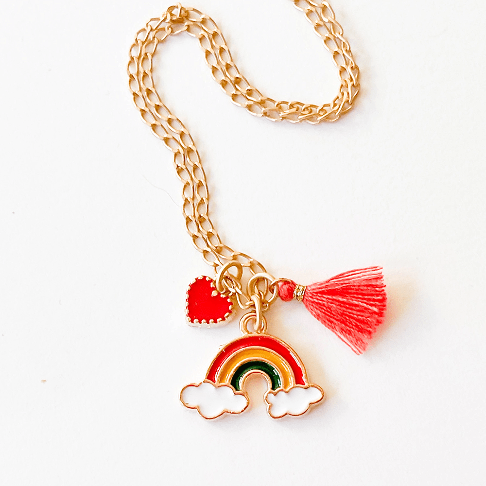 Rainbow Charm & Tassel Necklace, Shopsweetluluss