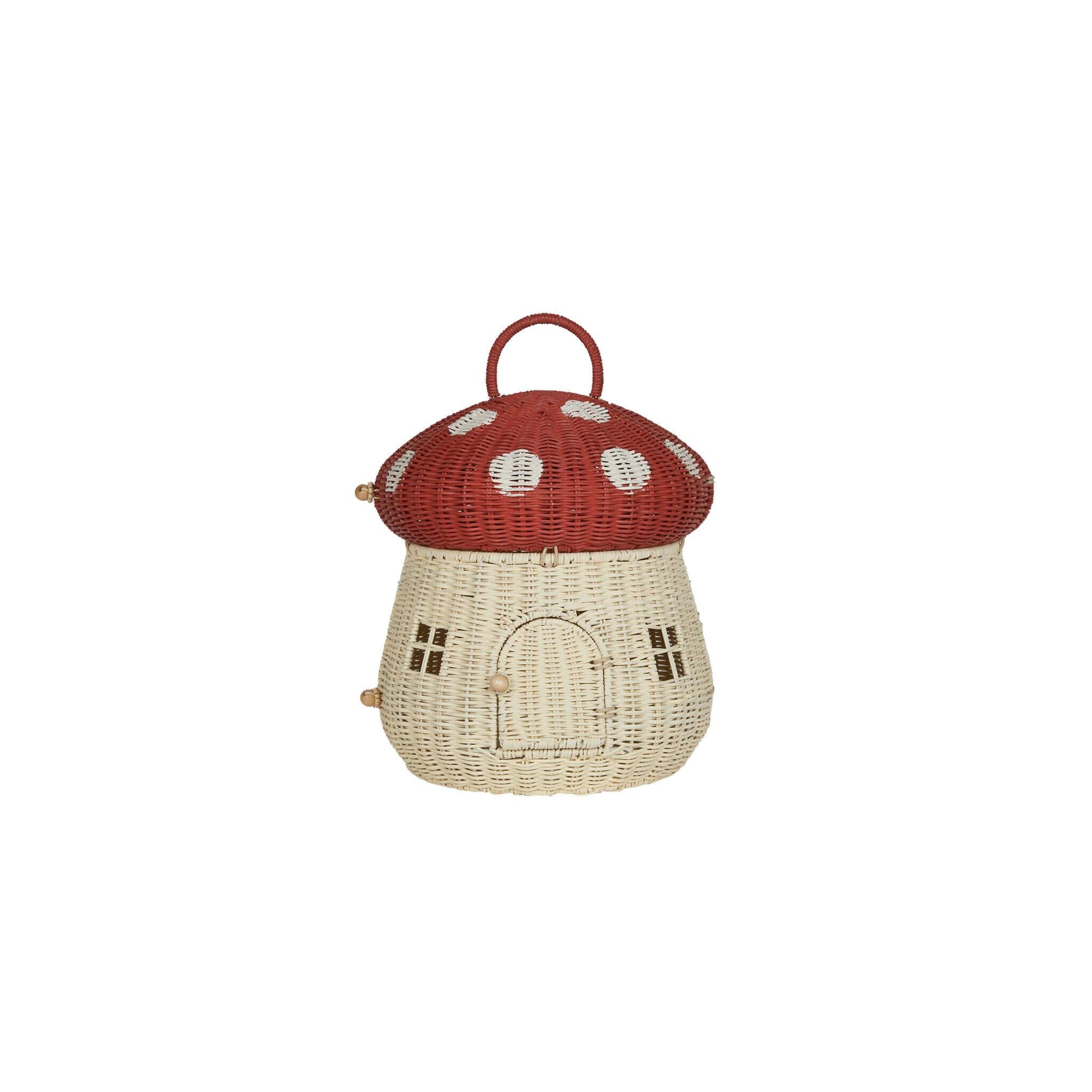 Rattan Mushroom Doll House - Red, Shopsweetluluss