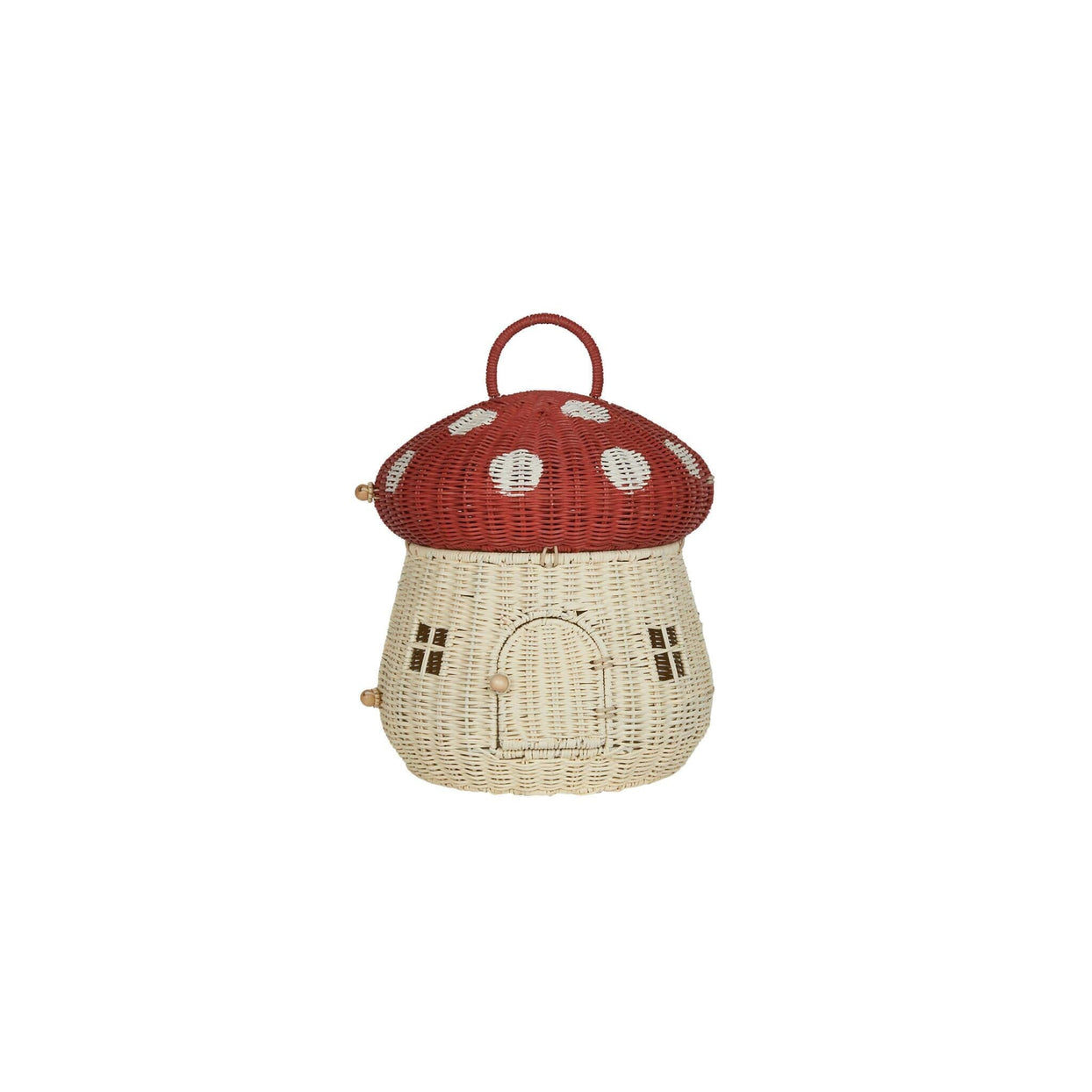 Rattan Mushroom Doll House - Red, Shopsweetluluss