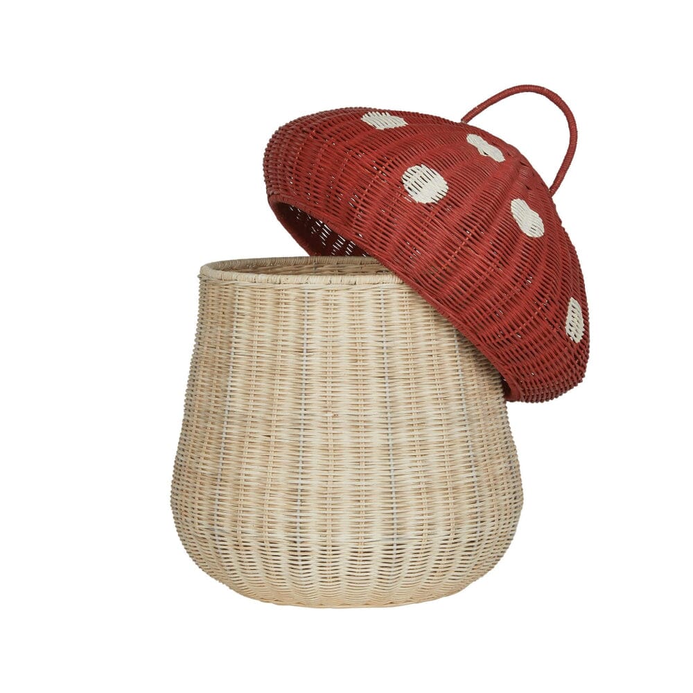 Rattan Mushroom Storage Basket - Red, Shopsweetluluss